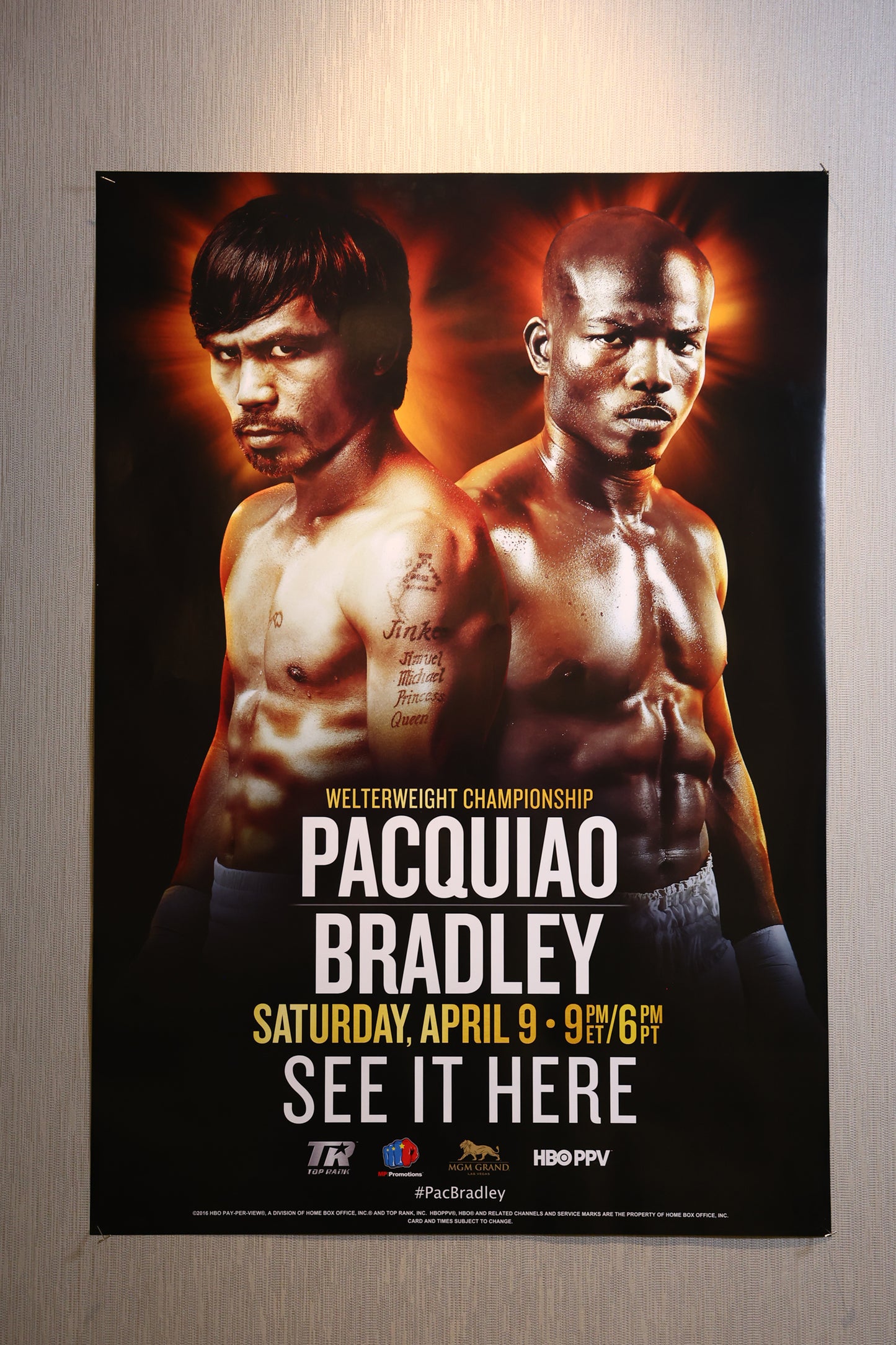 Manny Pacquiao vs. Timothy Bradley III Official Event Poster (27x40)