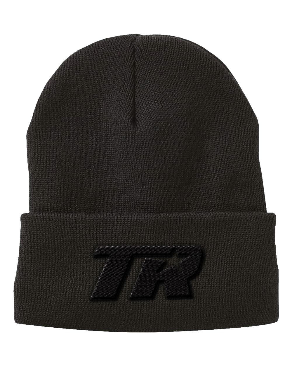 Black beanie with a 3D embroidered Top Rank Boxing logo on the front cuff.