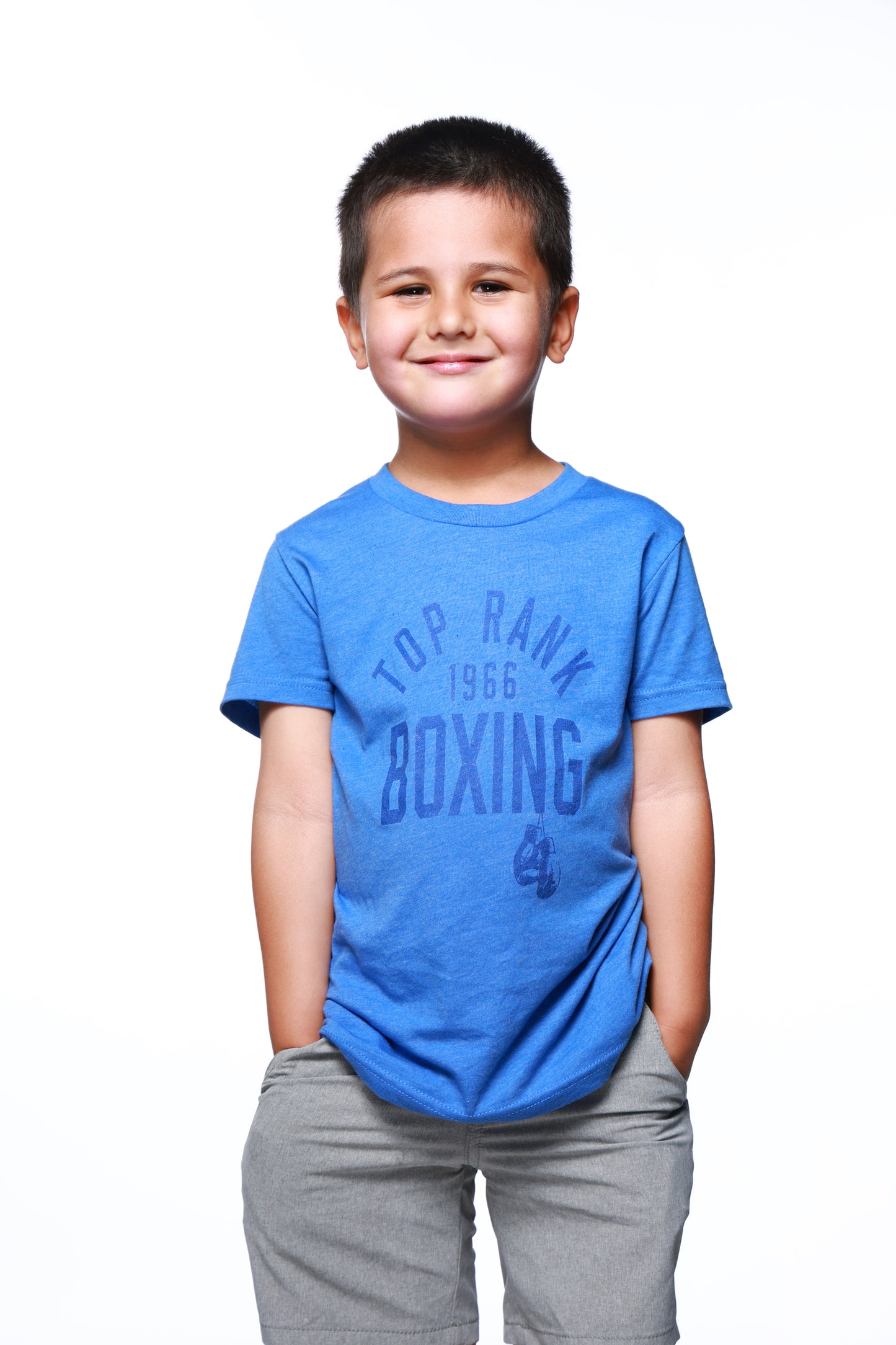 Top Rank Youth Heather Royal T-Shirt with the Top Rank logo on the front.
