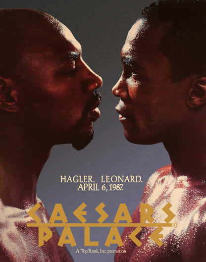 Promotional poster for a boxing match featuring two fighters facing each other with text about the date and location.