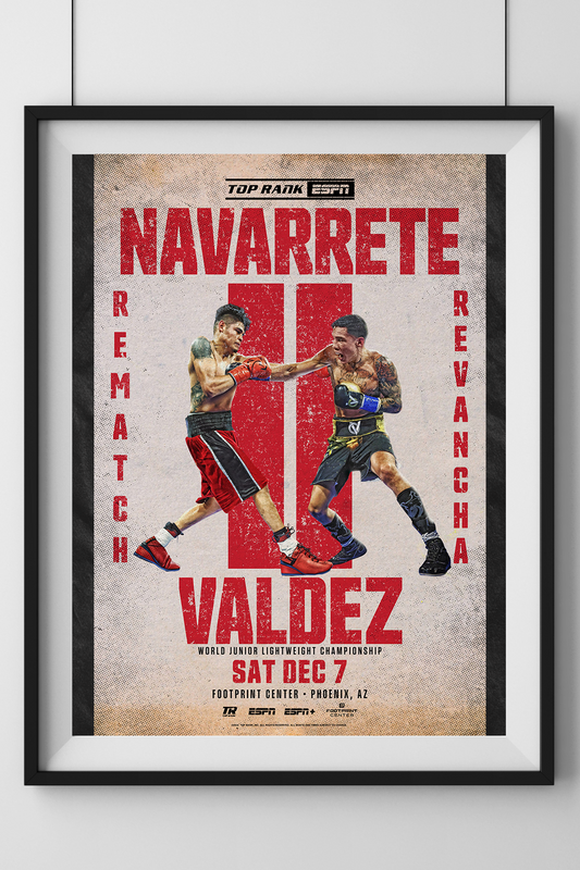 The poster features an iconic action shot from their first electrifying fight, capturing the grit, determination, and skill that define these two Mexican champions. Set against an old western poster texture that reflects the stakes and passion of this monumental rematch