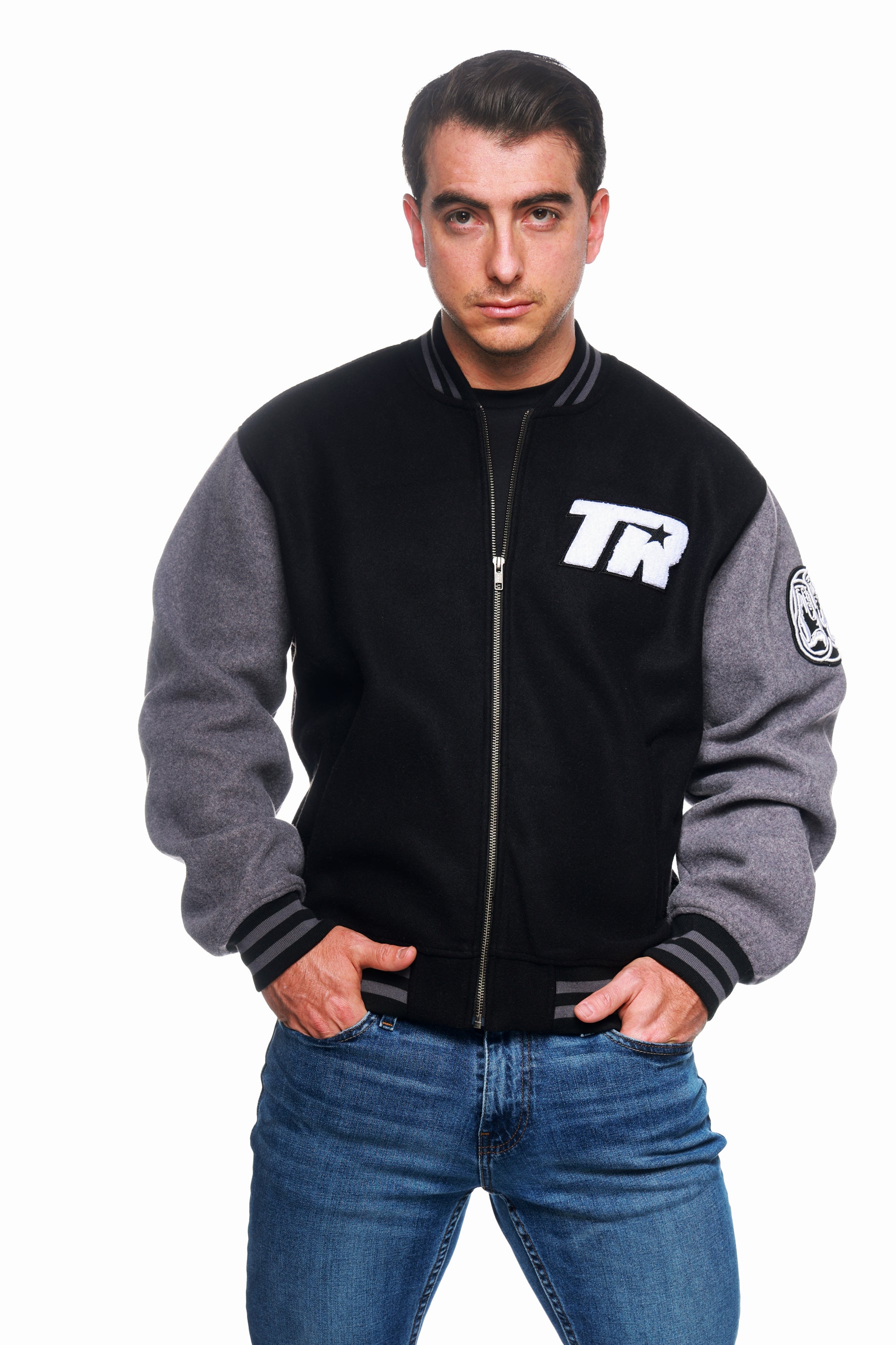 Top Rank Letterman Jacket - Classic Varsity Style - S / Black