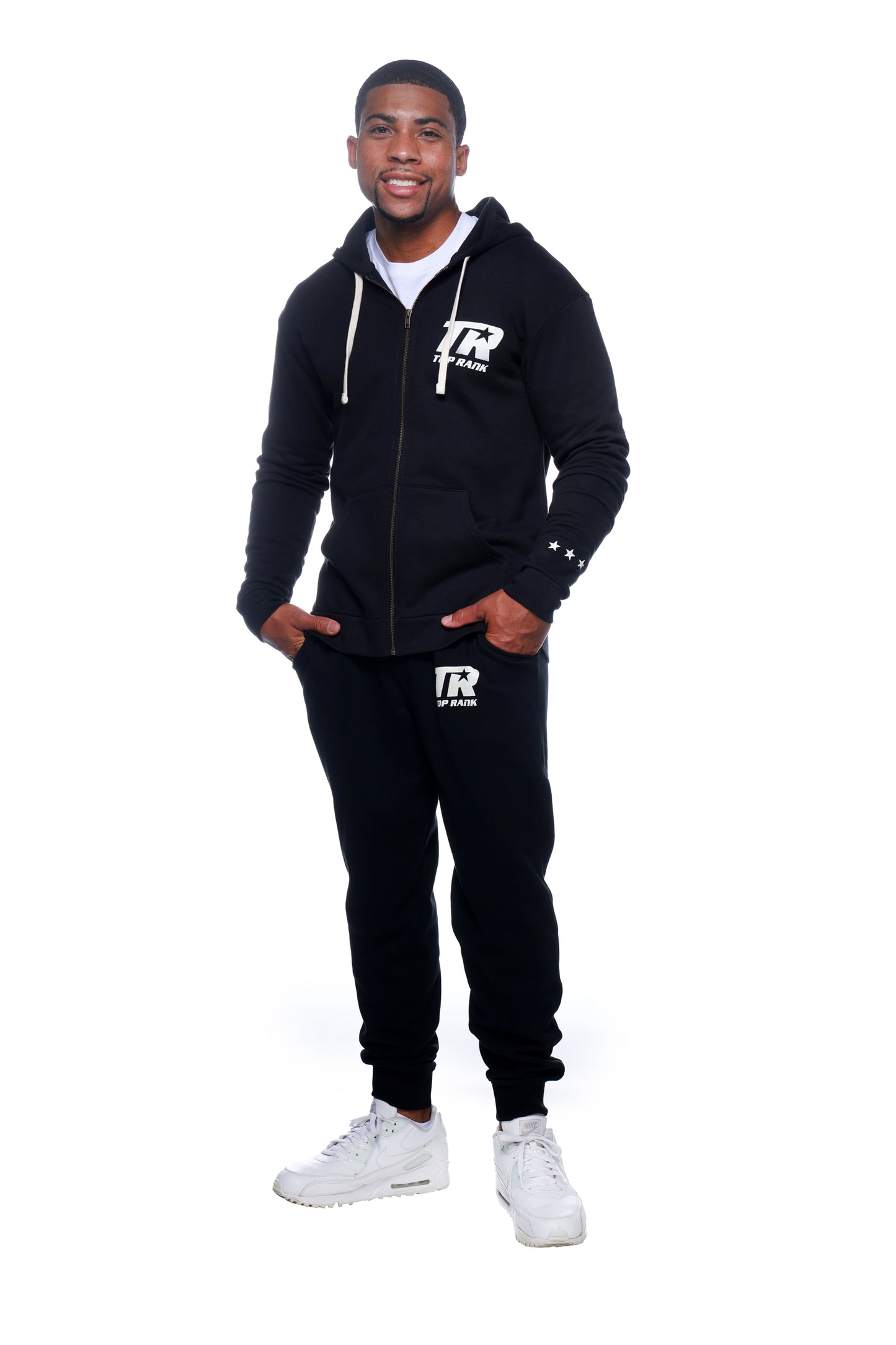 Unisex Top Rank Boxing Black Full Zip Hoodie